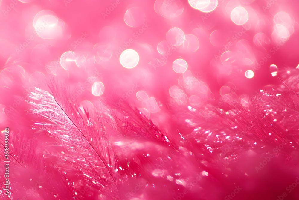 Poster a close-up of vibrant pink textures with sparkling bokeh effects.