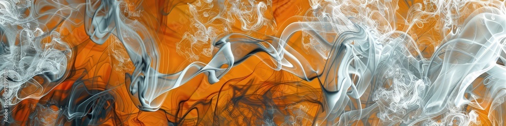 Poster an intricate smoke abstract background featuring overlapping patterns of burnt orange and silver vap