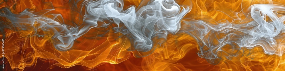 Aufkleber an intricate smoke abstract background featuring overlapping patterns of burnt orange and silver vap
