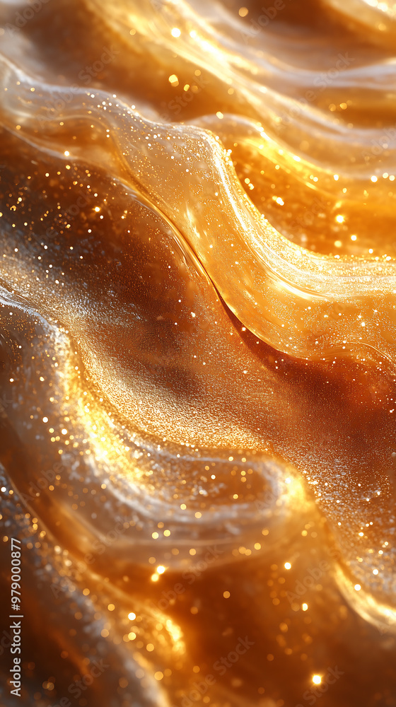 Poster golden waves with shimmering textures and flowing light luxurious abstract background with smooth re