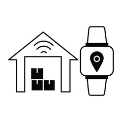 Vector icon for wearable technology. Depicts various wearable devices designed for fitness tracking, communication, and health monitoring.