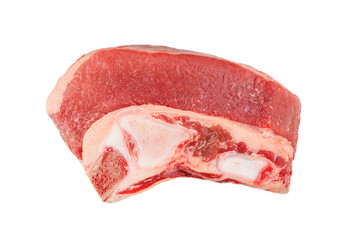 Meat on the bone, a piece of fresh meat, beef, raw meat on a white background, isolated