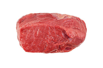 Obraz premium Piece of meat, meat pulp, raw meat, top view on a white background, isolated