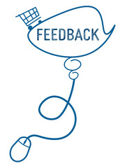 Feedback Computer Mouse Blue Shopping Cart Text Bubble 