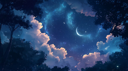 Fototapeta premium Background tile image of night magic sky palewave, magic 