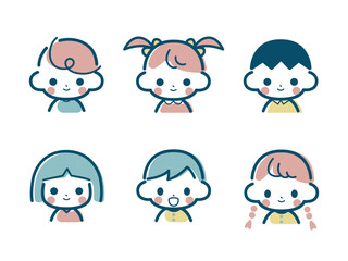 男の子と女の子のシンプルなアイコンセット