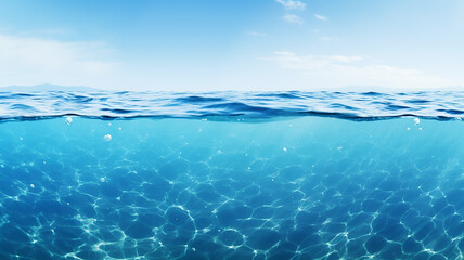 Fototapeta premium Seascape, calm blue ocean with reflection of sunlight