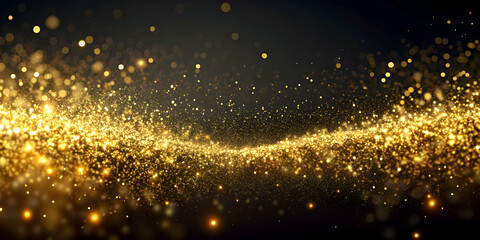 Obraz premium Flowing flecks of golden particles , glitter, sparkles, gold dust, shiny, abstract, luxurious, elegant, background