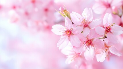 Fototapeta premium Delicate Pink Cherry Blossom Flowers in Spring Bloom