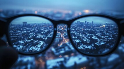 Cityscape from glasses