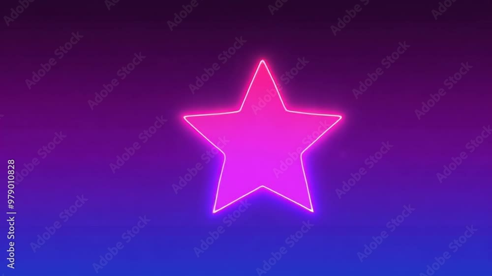 Poster neon glowing stars in various shapes and colors on a dark gradient background, creating a vibrant an