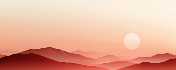 Fototapeta premium A serene landscape featuring soft, rolling hills illuminated by a warm sunset, creating a tranquil and calming atmosphere.