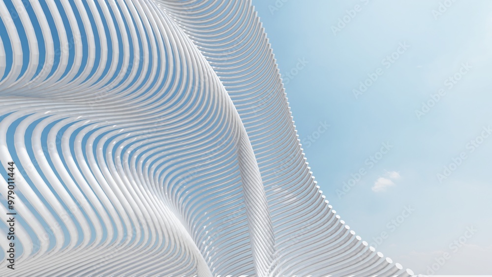 Aufkleber abstract metallic curve waves background 3d render