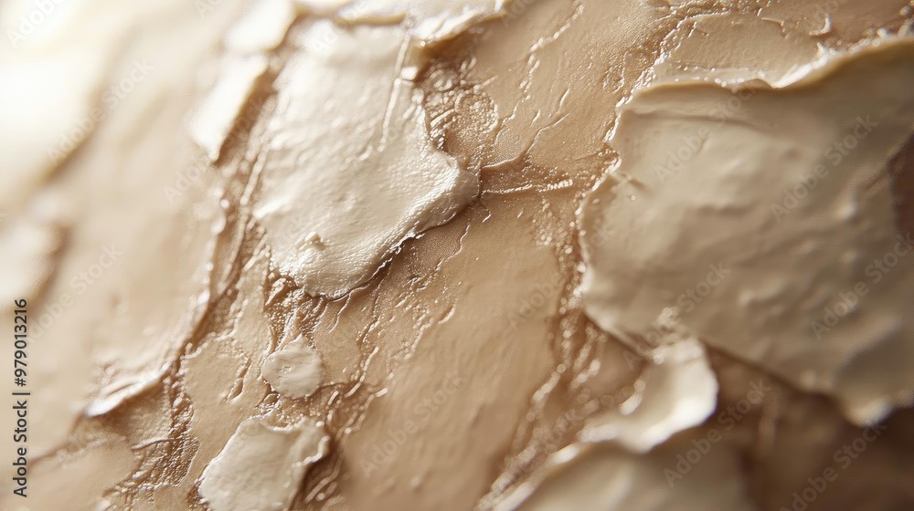 Poster close-up of textured surface revealing layers of peeling material, showcasing natural patterns and c
