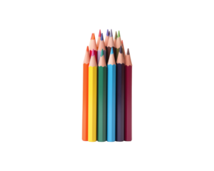 A row of sharpened colored pencils is ideal for educational materials, school supplies, stationary, art projects, coloring books, and creative designs. Generative AI