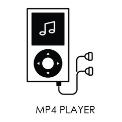 Vector icon for MP4 player. Represents a portable device for playing music and videos, designed for multimedia entertainment on the go.