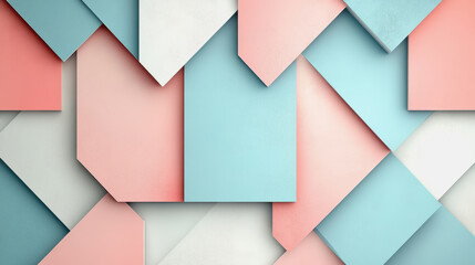 Fototapeta premium Pastel geometric abstract background with pink, blue, white rectangles in modern design
