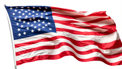 Fototapeta premium Waving American Flag Symbolizing Freedom and Patriotism: Isolated Illustration on White Background