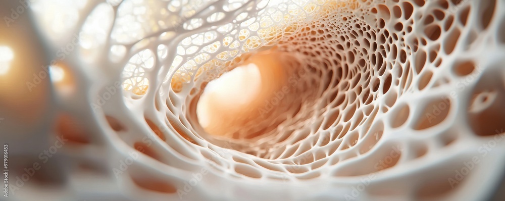Poster Abstract view of a complex biological structure creating a captivating visual texture with soft lighting and organic shapes.