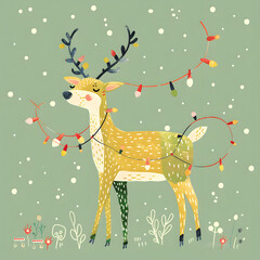 New Year's and Christmas festival cards in a 2D doodle illustrator style on pastel color backgrounds for graphic advertising.