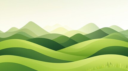Obraz premium Abstract Green Hills Landscape Background Illustration