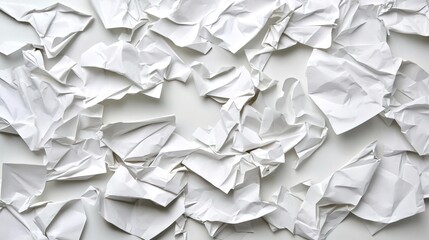 Obraz premium White crumpled paper frame with copy space. Minimalist abstract background.