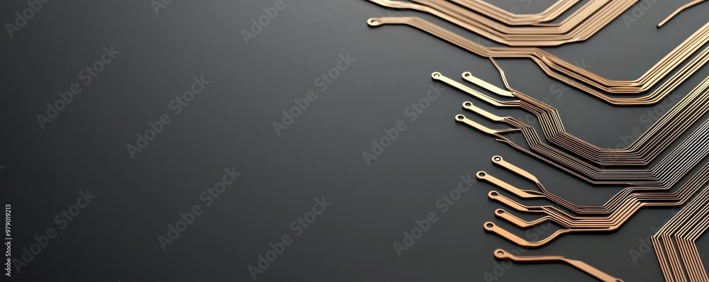 Aufkleber abstract circuit design with metallic lines on a dark background, representing technology and innova
