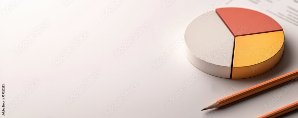 Aufkleber a colorful pie chart on a clean desk, symbolizing data analysis and business insights with pencils a