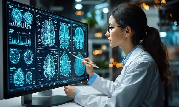 Scientist Analyzing Brain Data