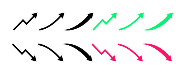 Gain and Loss Set Icons. Silhouette and flat style. Vector icons.