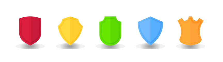 Shield set icons. Flat style. Vector icons.