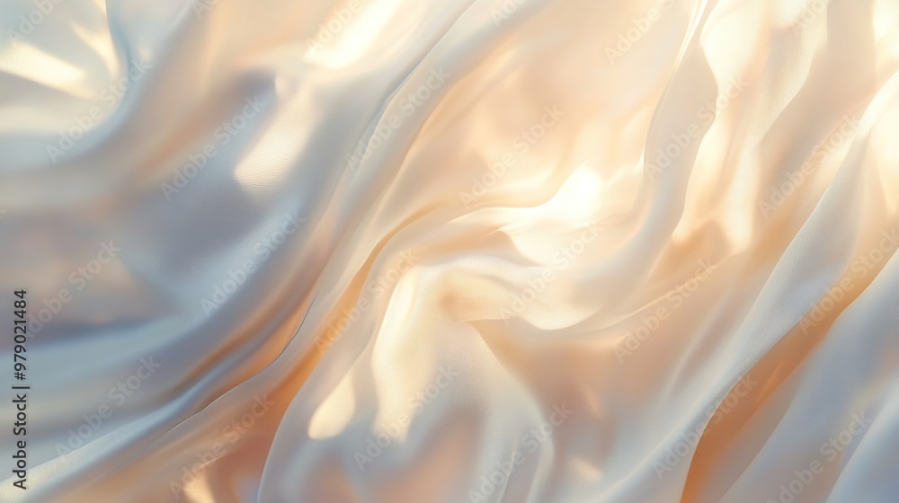 Poster abstract texture of smooth and elegant fabric with warm light shining through.