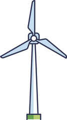 Illustration of a wind turbine from a front view, symbolizing renewable energy.