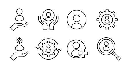 Looking for people set icons. Linear style. Vector icons.
