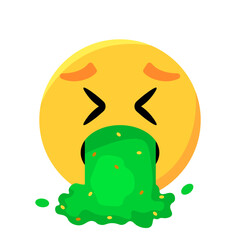 Vomit emoji icon. Flat style. Vector icon.