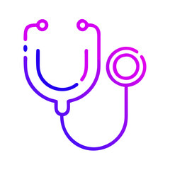 Stylized stethoscope icon in purple gradient with a modern outline design
