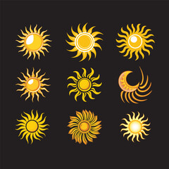 Sun icon clipart bundle, Summer Boho Sun sublimation, sun, Sunset, Sunrise design