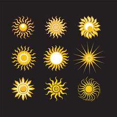 Sun icon clipart set, Summer Sun logo sublimation, sun Sunset Sunrise