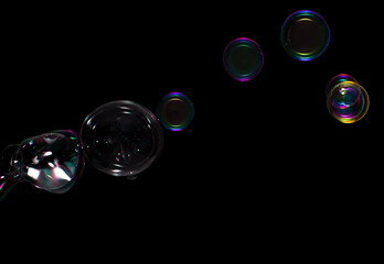 Close-up of bubbles on a black background