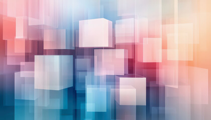 Pastel geometric design, blocks, overlapping, soft pink, blue, cream tones, abstract pattern