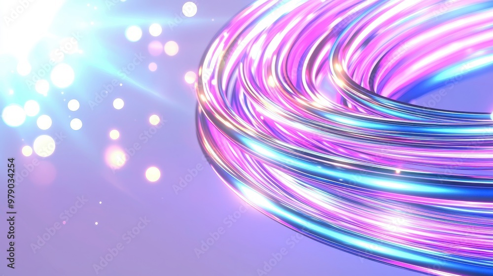 Poster abstract colorful swirling lines with bokeh lights