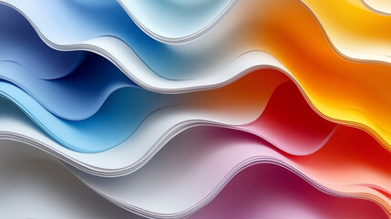 A vibrant abstract background featuring flowing waves of color, blending shades of blue, orange, and white for a dynamic visual effect.