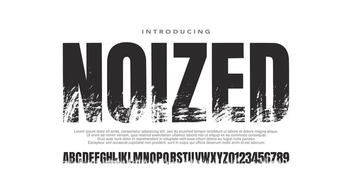 Alphabet Bold Grunge Font. Rustic Font. Distressed Font. Rough Font. Uppercase. Number . For Fashion Brand Sport Film Movie Design .Vector illustration