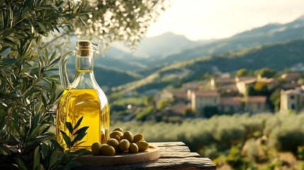 olive oil with mountain views