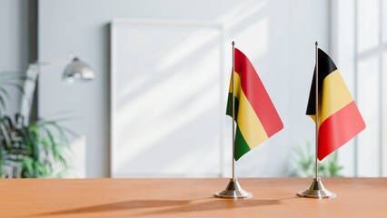 FLAGS OF BOLIVIA AND CHAD ON TABLE