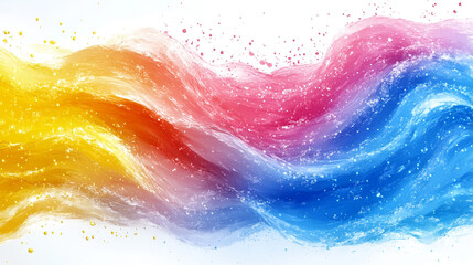 Obraz premium Vibrant abstract waves in yellow, pink, and blue, creating a dynamic and colorful display. Perfect for artistic backgrounds.