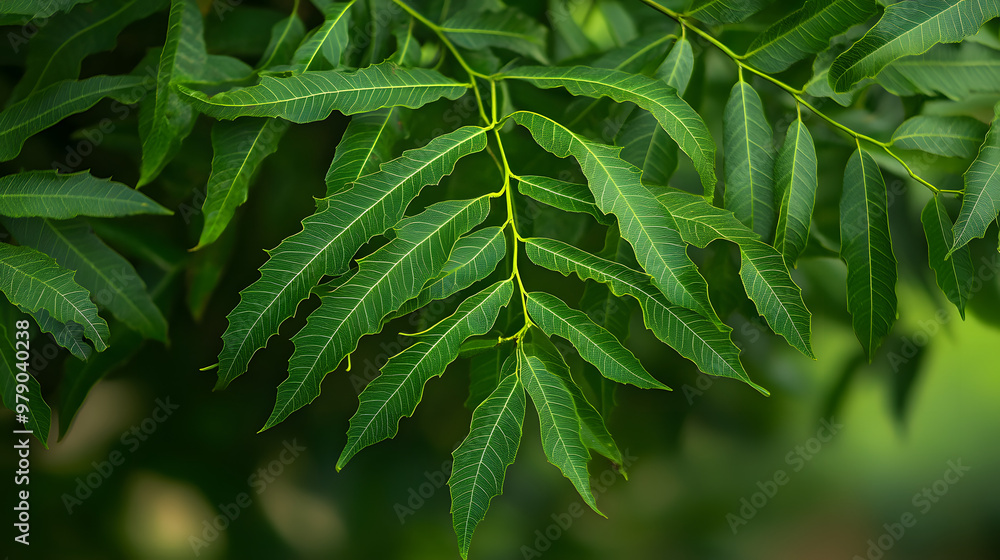 Wall mural Neem tree leaves close up Natural Medicine - Azadirachta indica