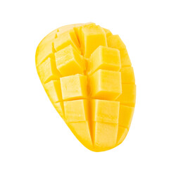 Yellow Mango slices, cutout, full depth of field.