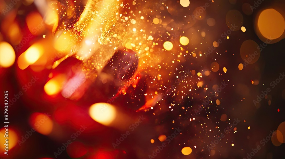 Poster a stunning close-up of luminous particles and light in vibrant hues, creating a magical and dreamy a