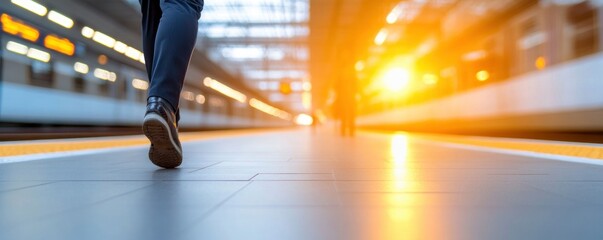 Fototapeta premium Lovely individuals moving in a train station in slow motion.